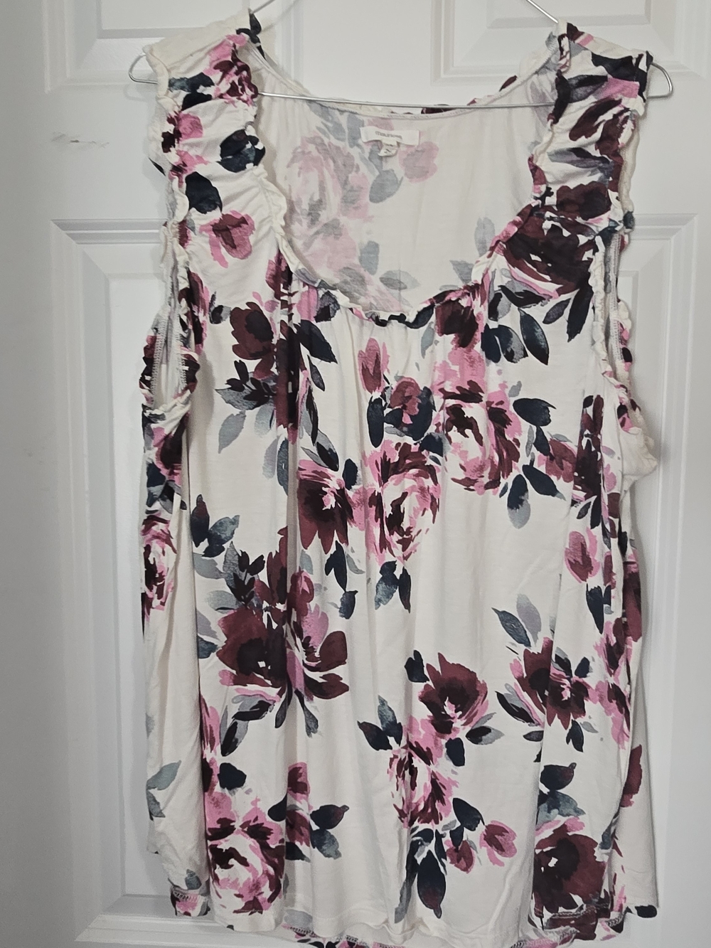Maurices Cream Camisole with Pink and Maroon Floral Print